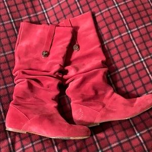 UGG red suede slouch boots